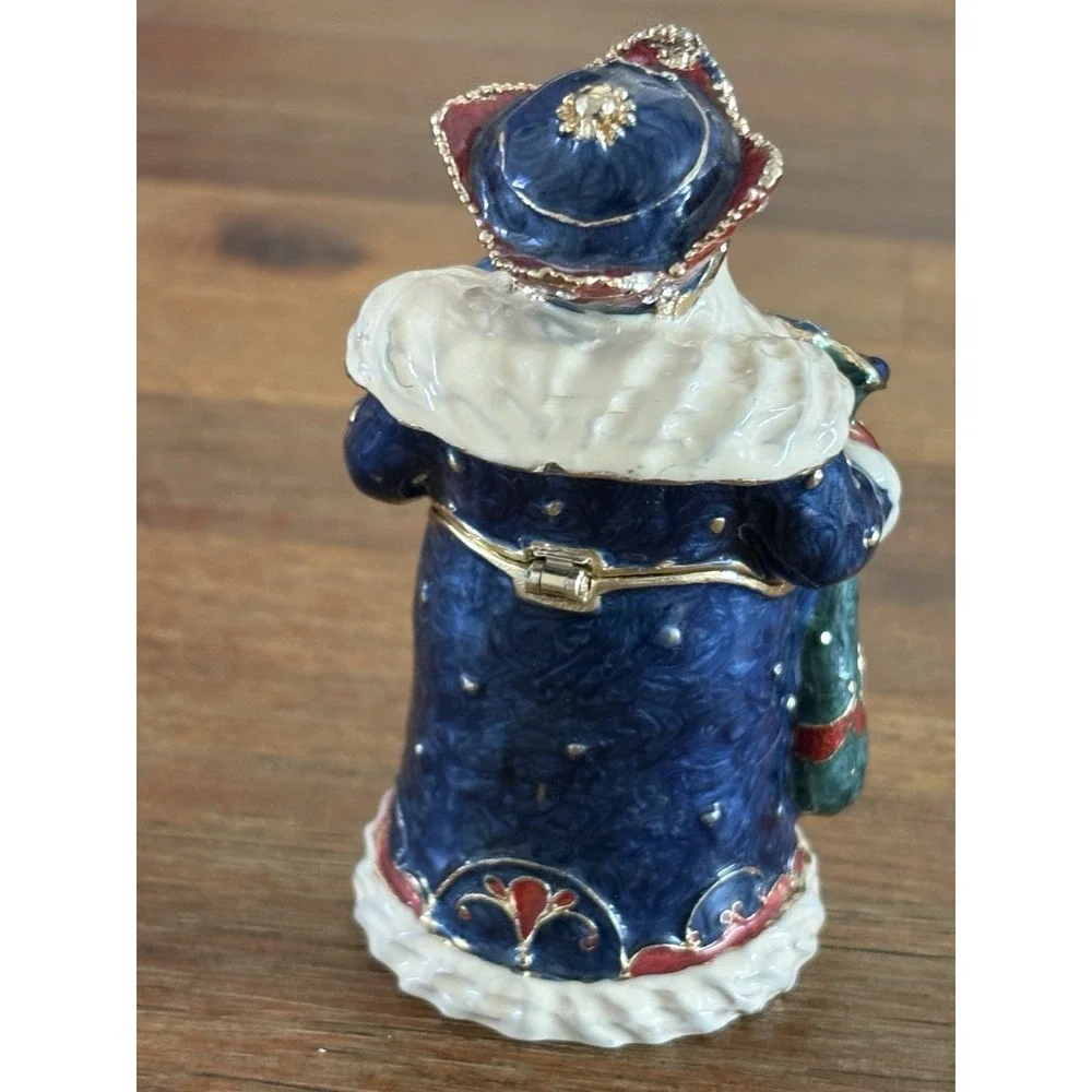 Santa Clause Trinket Box‎ Enamel With Swarovski Crystals Multicolor Jeweled